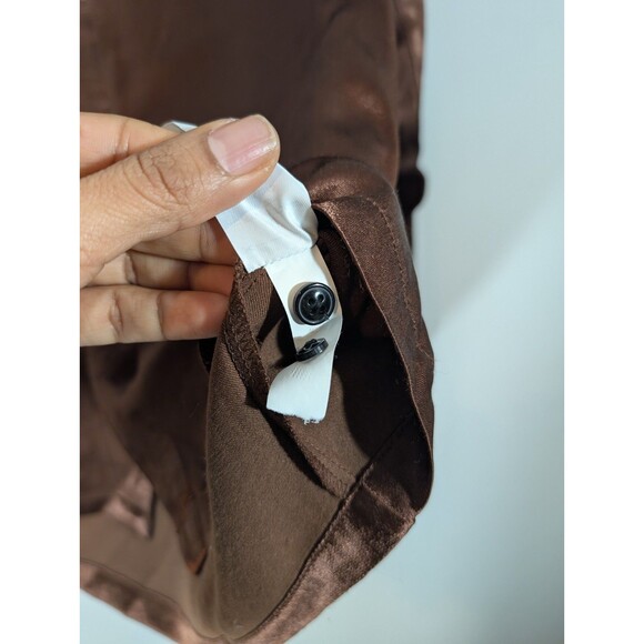 Asos Womens Brown Satin Midweight Notch Collar Button Up Shirt Sz M Capsule Luxe - Picture 7 of 8